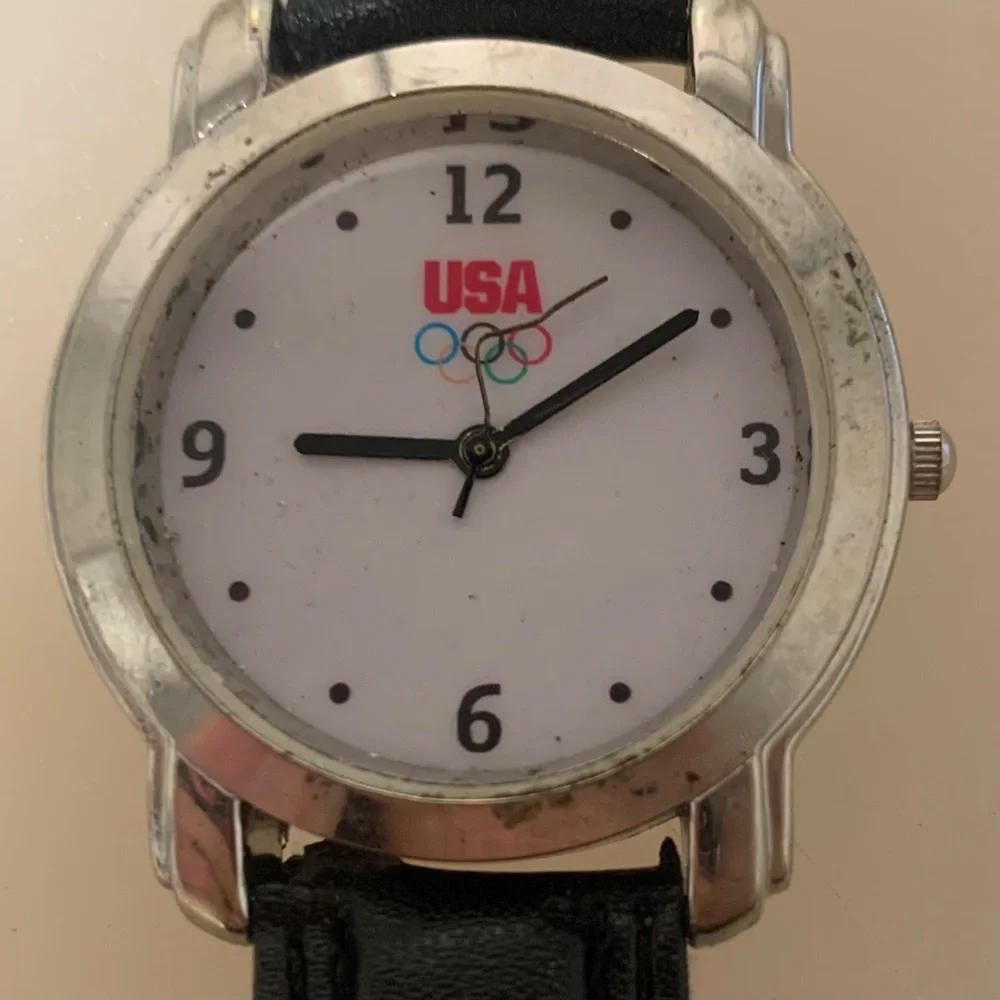 USA Olympic Logo Watch - White Dial, Black Strap